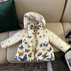 Colorful Butterfly Print Puffer Jacket